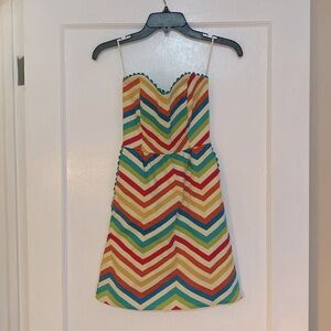 Judith March Strapless Chevron Mini Dress- Size S